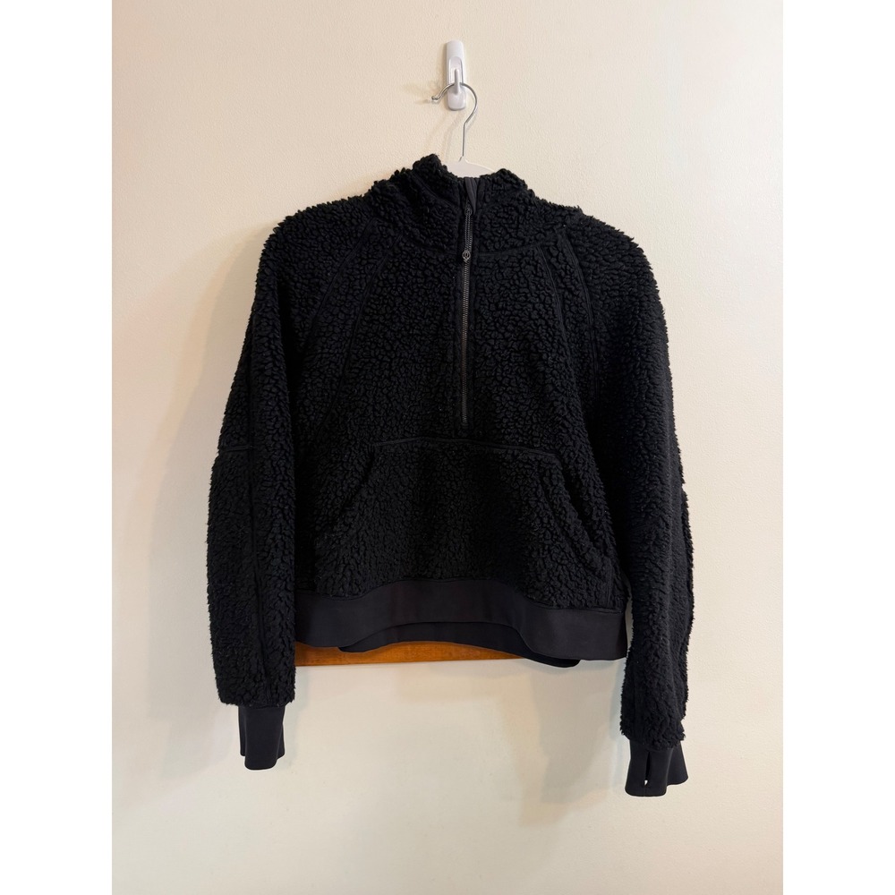 Lululemon Scuba Oversized Sherpa 1/2‎ Zip Black Sz M/L Athletic Lounge Comfy